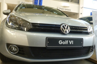Сетка на бампер внешняя для VW Golf VI 2008-2013, черн., 15 мм / Фольксваген Гольф