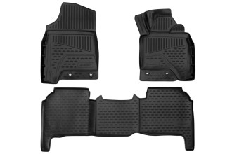 Коврики 3D в салон подходят для TOYOTA Land Cruiser 200 рест. 2012-, П.Р., 3шт. (черный, полиуретан) / Тойота Ленд крузер