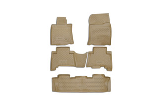 Коврики в салон TOYOTA Land Cruiser Prado 12/2009-2013, 5 шт., 7 мест. (полиуретан, бежевые) / Тойота Ленд крузер прадо