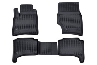 Коврики в салон подходит для VW Touareg (I, Ir) 2002-2010, 4 шт., под штатный круглый крепеж (полиуретан, серые) / Фольксваген Туарег