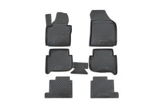 Коврики в салон VW Touran (I) 2003-2010, (II) 2010-2015, 7 мест., 6 шт. (полиуретан, серые) / Фольксваген Туран