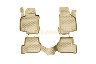 Коврики в салон VW Touareg II 2010-2015, 2015-03/2018, 4 шт. (полиуретан, бежевые) / Фольксваген Туарег