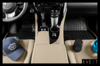 Коврики KVEST 3D в салон подходят для TOYOTA LC 200, 2015-2021, 5 шт. (полиуретан, черный, серый) в коробе / Тойота Ленд крузер