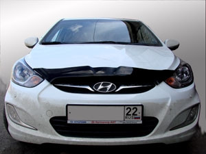 Дефлектор капота темный HYUNDAI SOLARIS 2010-2014 (короткий), NLD.SHYSOL1012S / Хендай Солярис