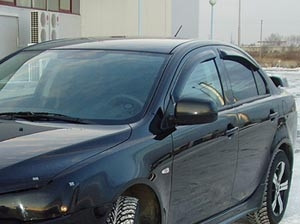Дефлекторы боковых окон Mitsubishi Lancer, 2007-2017, SD, 4ч., темный / Митсубиси Лансер
