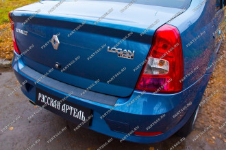 Накладка на задний бампер для Renault Logan 2010-2013, шагрень / Рено Логан
