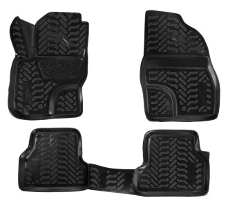 Ковры для Ford Focus II (05-11), 4 шт., выс. борт, 3D с подпятником, ТЭП, черн. ACM-PS-28 AIRLINE