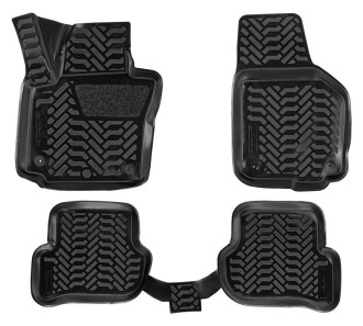 Ковры для Skoda Yeti (09-), 4 шт., (крепеж), выс. борт, 3D с подпятником, ТЭП, черн. ACM-PS-62 AIRLINE
