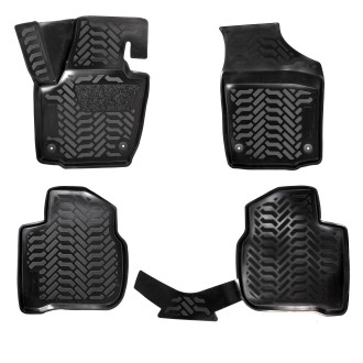 Ковры для VW Polo/ Rapid (20-), 4 шт.,(крепеж),выс. борт, 3D с подпятником, ТЭП, черн. ACM-PS-94 AIRLINE