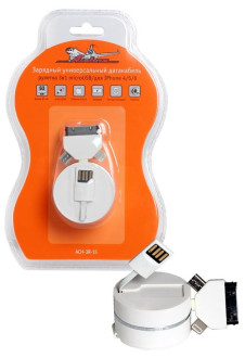 Зарядный универсальный датакабель рулетка 3 в 1 microUSB/для IPhone ACH-3R-15 AIRLINE