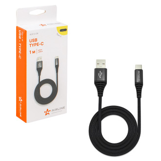 Кабель USB - Type-C 1м, черный нейлоновый ACH-C-25 AIRLINE