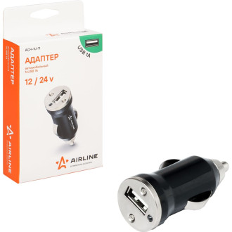 Адаптер автомобильный 1хUSB 1А, 12/24В ACH-1U-11 AIRLINE