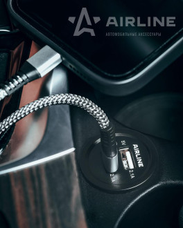 Розетка USB встраиваемая c 2 портами (5В, 2.1А + 2.1А) ACS-2U-02 AIRLINE