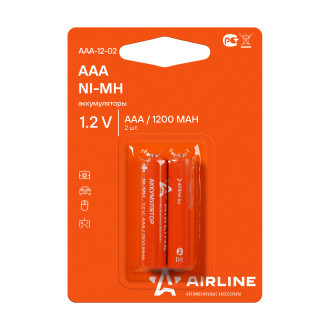 Батарейки AAA HR03 аккумулятор Ni-Mh 1200 mAh 2шт. AAA-12-02 AIRLINE