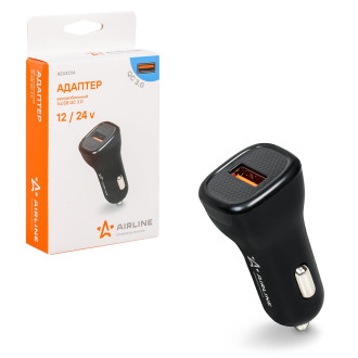 Адаптер автомобильный 1хUSB QC 3.0 12/24В AEAK014 AIRLINE