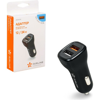 Адаптер автомобильный 2хUSB QC 3.0 + 2.1А 12/24В AEAK015 AIRLINE