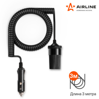 Прикуриватель-удлинитель с витым шнуром 3 м ASP-3L-06 AIRLINE