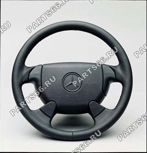 Leather steering wheel in R 129 design from 09/95 for car with driver airbag, diameter 390 mm, Steering wheels (wood/leather)