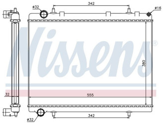 307 {308 07-/C4 04-/C4 PICASSO 06-} РАДИАТОР ОХЛАЖДЕН 2 , 16 КЛАП (NISSENS) (см.каталог)