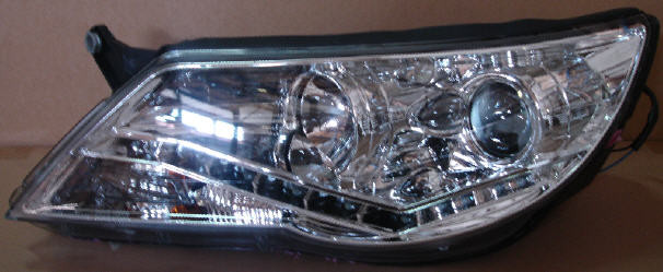 TIGUAN {с DRL (дневн. ходов огни)} ФАРА Л+П (КОМПЛЕКТ) ТЮНИНГ ЛИНЗОВАН (DEVIL EYES) С СВЕТЯЩ ОБОДК (SONAR) ВНУТРИ ХРОМ