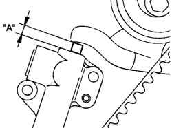 Измерение выступания «А» толкателя натяжителя