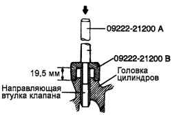 Выпрессовка старой направляющей втулки клапана