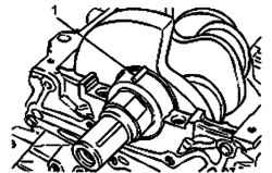 Расположение пластикового калиброванного стержня (1) на шейке коленчатого вала