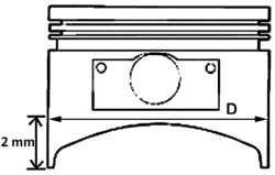 Место измерения диаметра (D) поршня