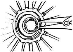 Разжатие стопорного кольца крепления подшипника выключения сцепления