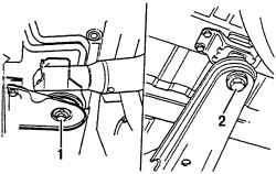 Крепление опорной плиты 1 и кронштейна 2 заднего моста