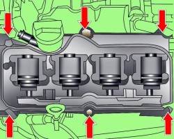 Расположение болтов крепления крышки головки блока цилиндров