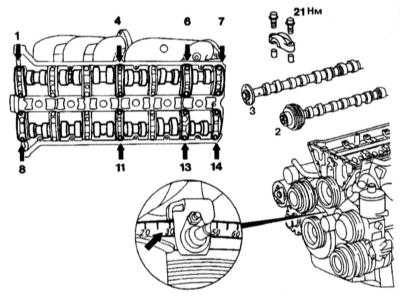  Снятие и установка распределительных валов Mercedes-Benz W140