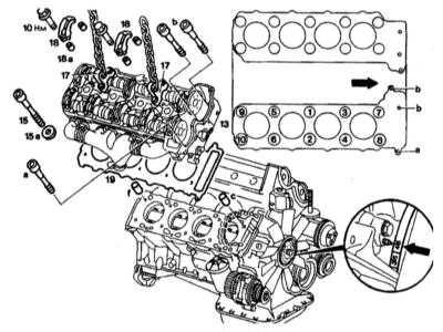  Снятие и установка головок блока цилиндров Mercedes-Benz W140