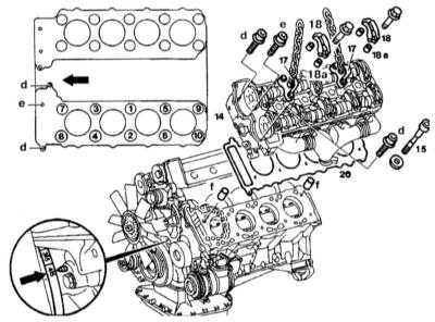  Снятие и установка головок блока цилиндров Mercedes-Benz W140