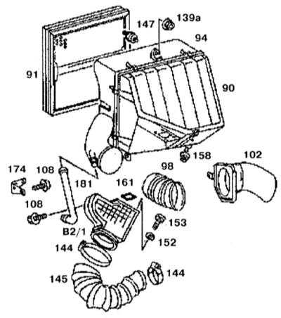  Воздухоочиститель - детали установки Mercedes-Benz W140
