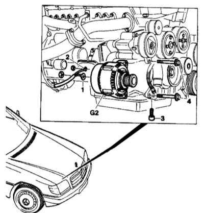  Детали установки генератора Mercedes-Benz W140