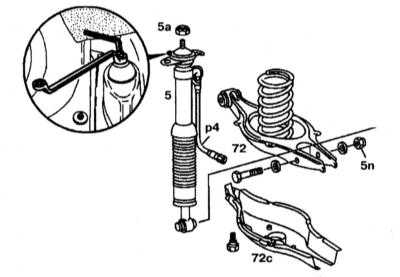  Снятие и установка задней амортизационной стойки (модели с гидравлической   регулировкой подвески) Mercedes-Benz W140