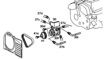  Снятие и установка рулевого насоса (модели с двигателями 104, 119,   120 и 606) Mercedes-Benz W140