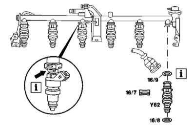  Снятие и установка топливной распределительной магистрали и инжекторов Mercedes-Benz W163