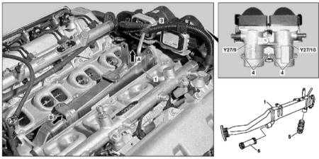  Снятие и установка охладителя EGR, - дизельные модели Mercedes-Benz W163