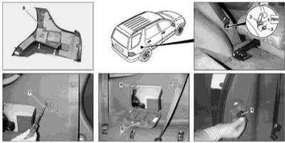  Снятие и установка панелей отделки кузовных стоек Mercedes-Benz W163