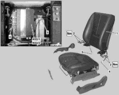  Снятие и установка спинок сидений Mercedes-Benz W163