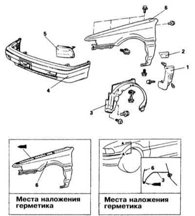  Снятие и установка передних крыльев Mitsubishi Galant