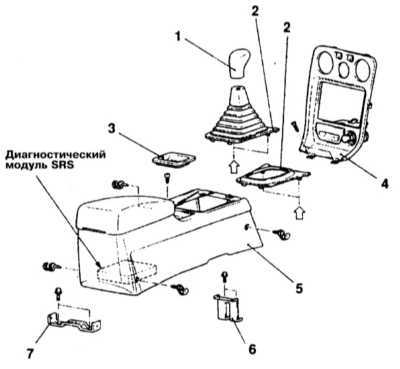  Снятие и установка центральной консоли Mitsubishi Galant
