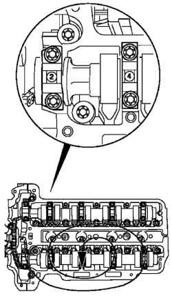 Порядок откручивания болтов крепления крышек подшипников распредвала