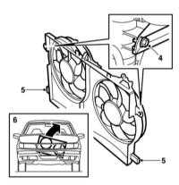  Снятие и установка сборки вентиляторов радиатора Saab 95