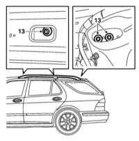  Снятие и установка балок верхнего багажника моделей Универсал Saab 95