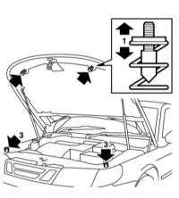  Снятие и установка капота и его замка Saab 95