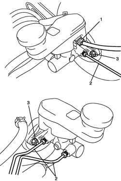 Разем и тормозные магистрали главного цилиндра