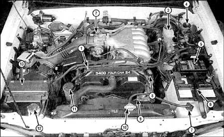  Расположение узлов и агрегатов Toyota 4runner